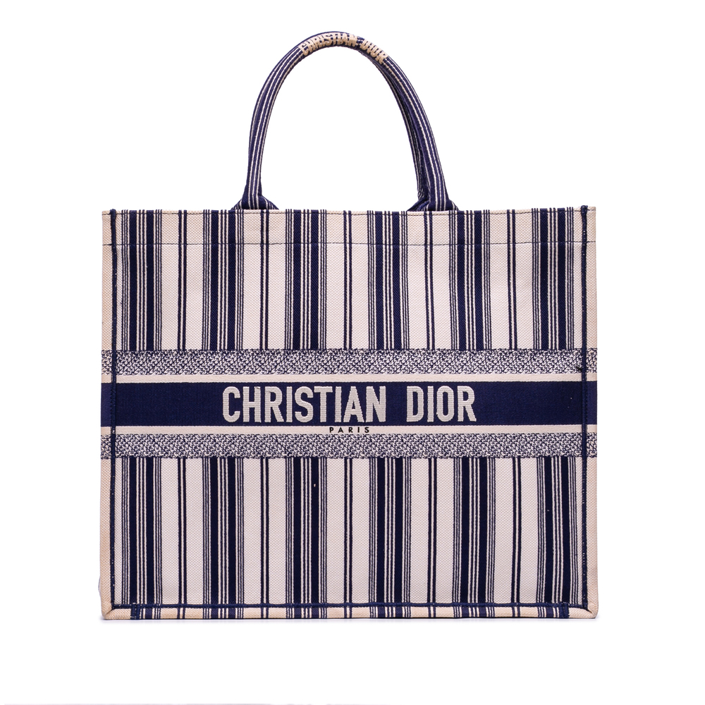 Pre-Loved Dior Large Canvas Striped Book Tote - Picture 1 of 11